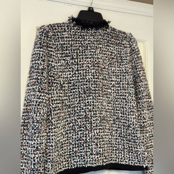 Ann Taylor Textured Blazer with Fringe Accents - Picture 2 of 7